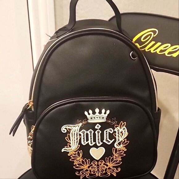 Juicy Couture Licorice Heritage Crown & Heart Logo Backpack - Picture 3 of 7